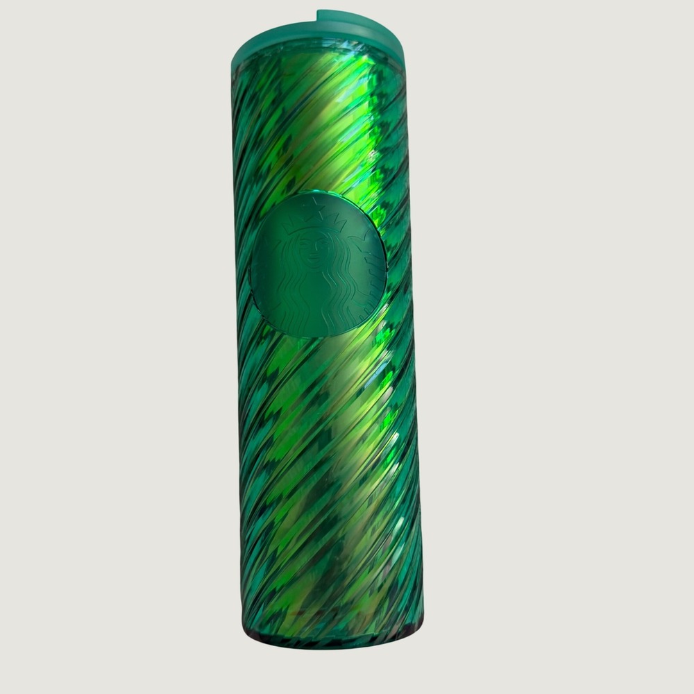 Starbucks Emerald Green Iridescent Swirl Tumbler 16oz Cold Cup 011137515